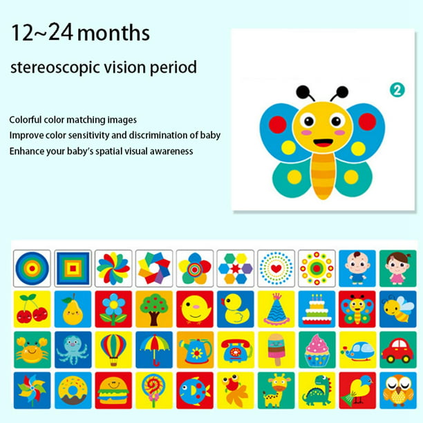 Estimulación visual Montessori Tarjetas de actividades de aprendizaje  Juguetes sensoriales Tarjetas de bebé para Niñas Bebés Tarjetas visuales A  Sunnimix Tarjetas