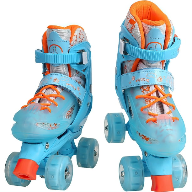 QL - Patines de ruedas para niños con 4 ruedas para patinaje en línea para  niños de 3 a 13 años (color: azul, tamaño: pequeño)