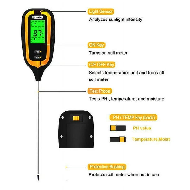 Medidor Humedad PH Luz, Temperatura Tierra