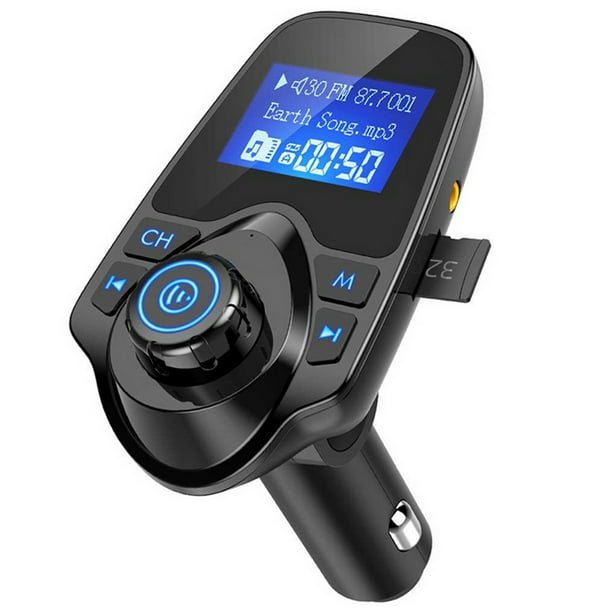 Transmisor FM Bluetooth para coche, adaptador Bluetooth inalámbrico con  llamadas manos libres y pantalla LCD de 1,44, reproductor de música  compatible con tarjeta TF, unidad flash USB y entrada AUX Levamdar 12-24V