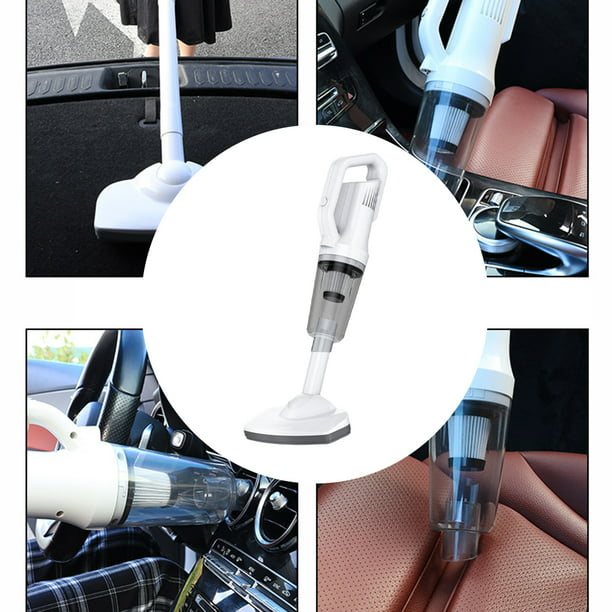 Mini aspirador de coche potente, inalámbrico, portátil, desmontable,  estilo: filtro de metal (blanco)