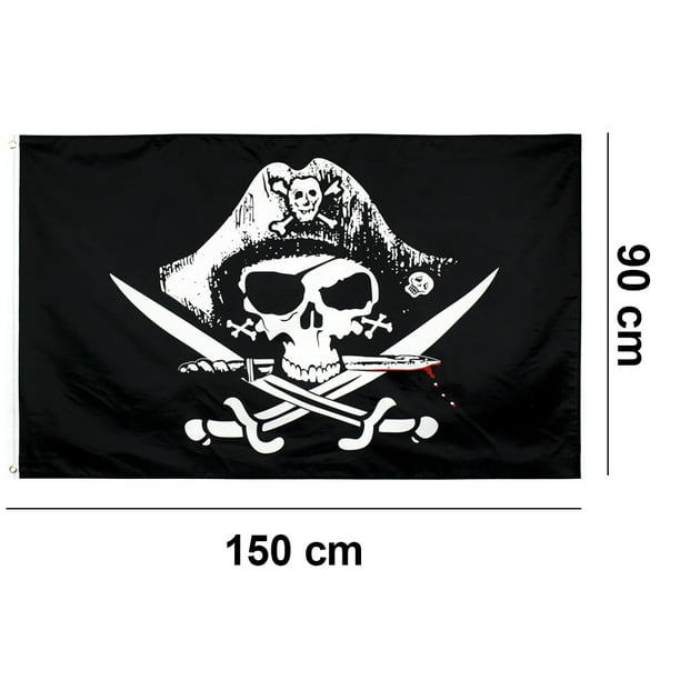 Bandera pirata Dacron de 90*150cm con ojales de latón para fiesta pirata,  regalo de cumpleaños, Día del pirata, decoración de Halloween Ormromra  XWJ-A0113-2