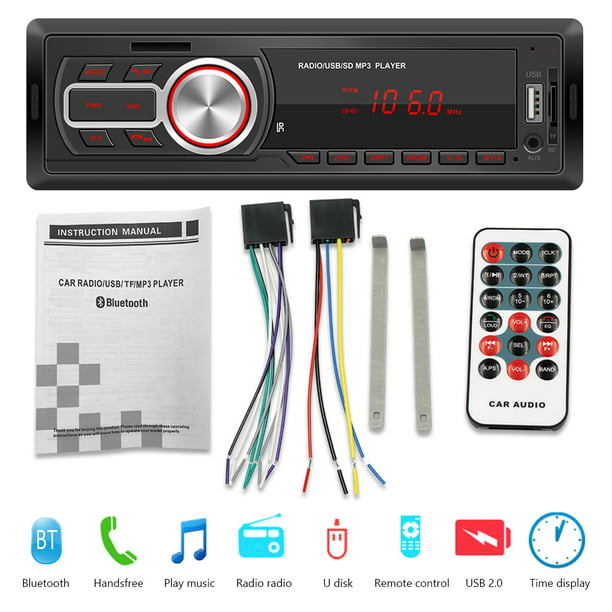 Radio con Bluetooth para coche, reproductor de Audio MP3, 1 Din, manos  libres, USB, TF, Aux, ID3, Control por aplicación, conector ISO, sistema de  sonido estéreo, Unidad Principal 530