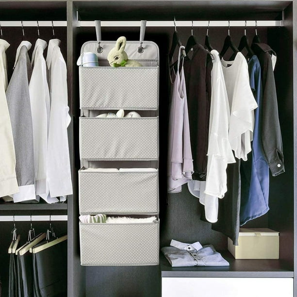 Estante de 6 niveles, Organizador colgante de closet, Estante colgante de  closet con 2 ganchos resistentes para almacenamiento, plegable (Color gris)