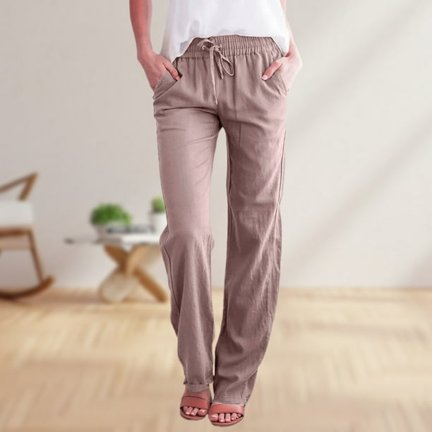 Pantalones Largos De Lino Y Algodón Para Mujer Pantalón Holgado De