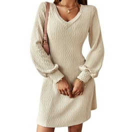 Vestido De Suéter De Punto Para Mujer, Tela Clásica De Mezcla De Jacquard  Para Mantener El Calor Vestido De Suéter De Mujer De Moda Para El Invierno  Para Fiesta Para El Trabajo