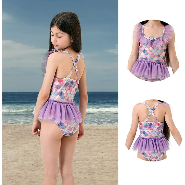 Vestido de sirena para niñas, ropa de playa de verano para niños
