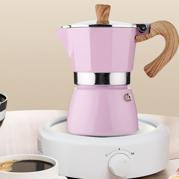JoyJolt Cafetera italiana Moka Pot de 3 tazas para estufa. Cafetera de  aluminio rosa con asas resistentes al calor. Cafetera portátil de café para