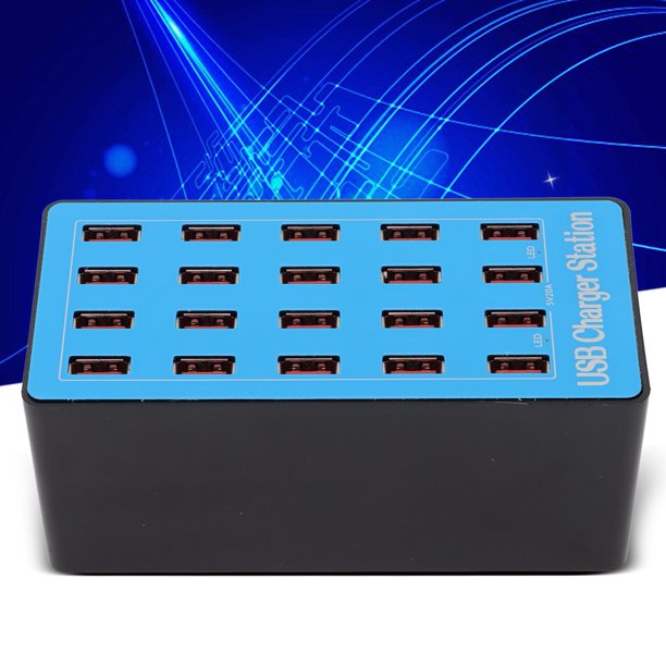 Estación de carga USB, 20 puertos 100 W/20 A, estación de carga USB  múltiple de 20 puertos, cargador USB para teléfonos inteligentes, tabletas  y otros