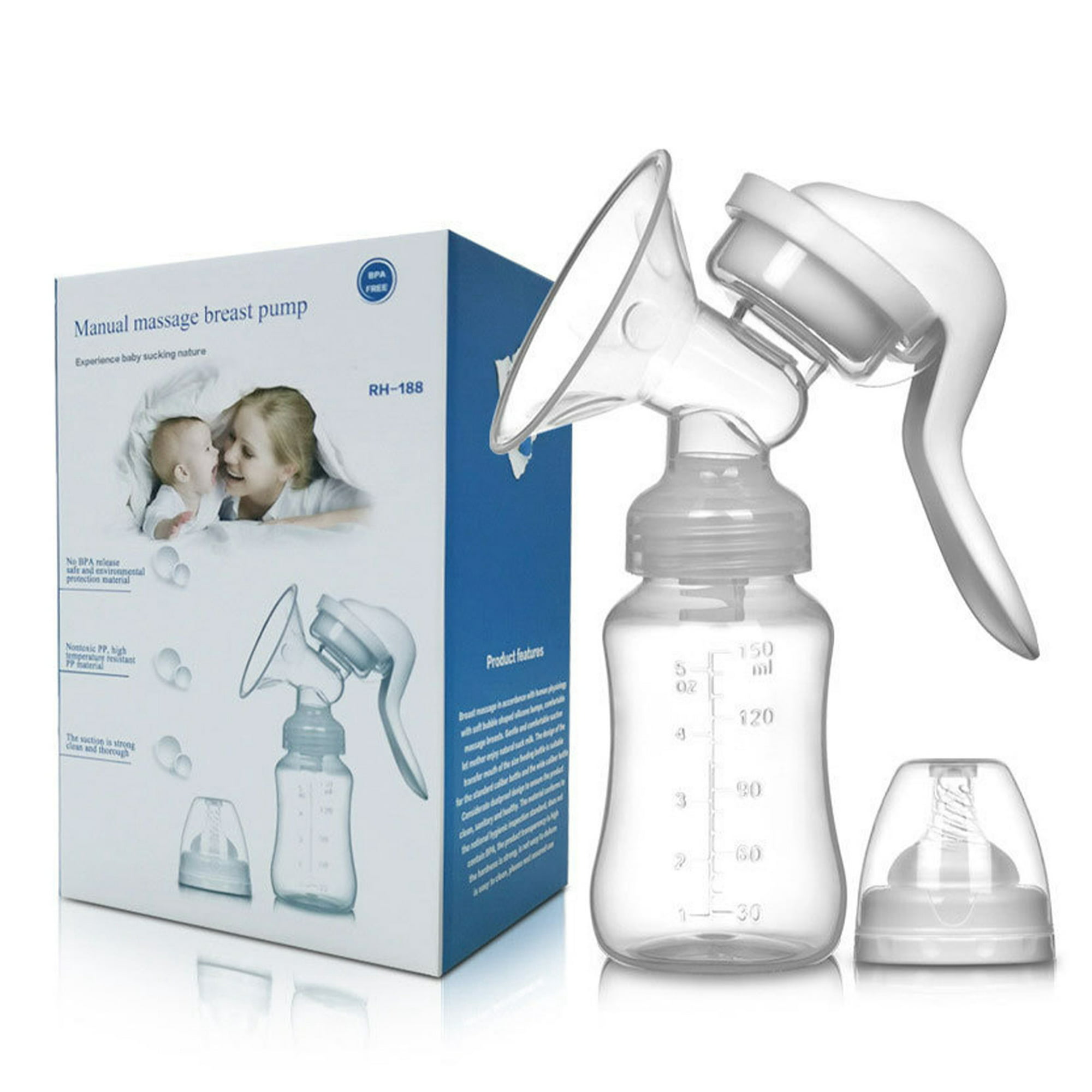 NCVI Extractor de leche manual con botella de leche, bombas portátiles de  lactancia materna, 5 onzas, libre de BPA, silicona suave de grado