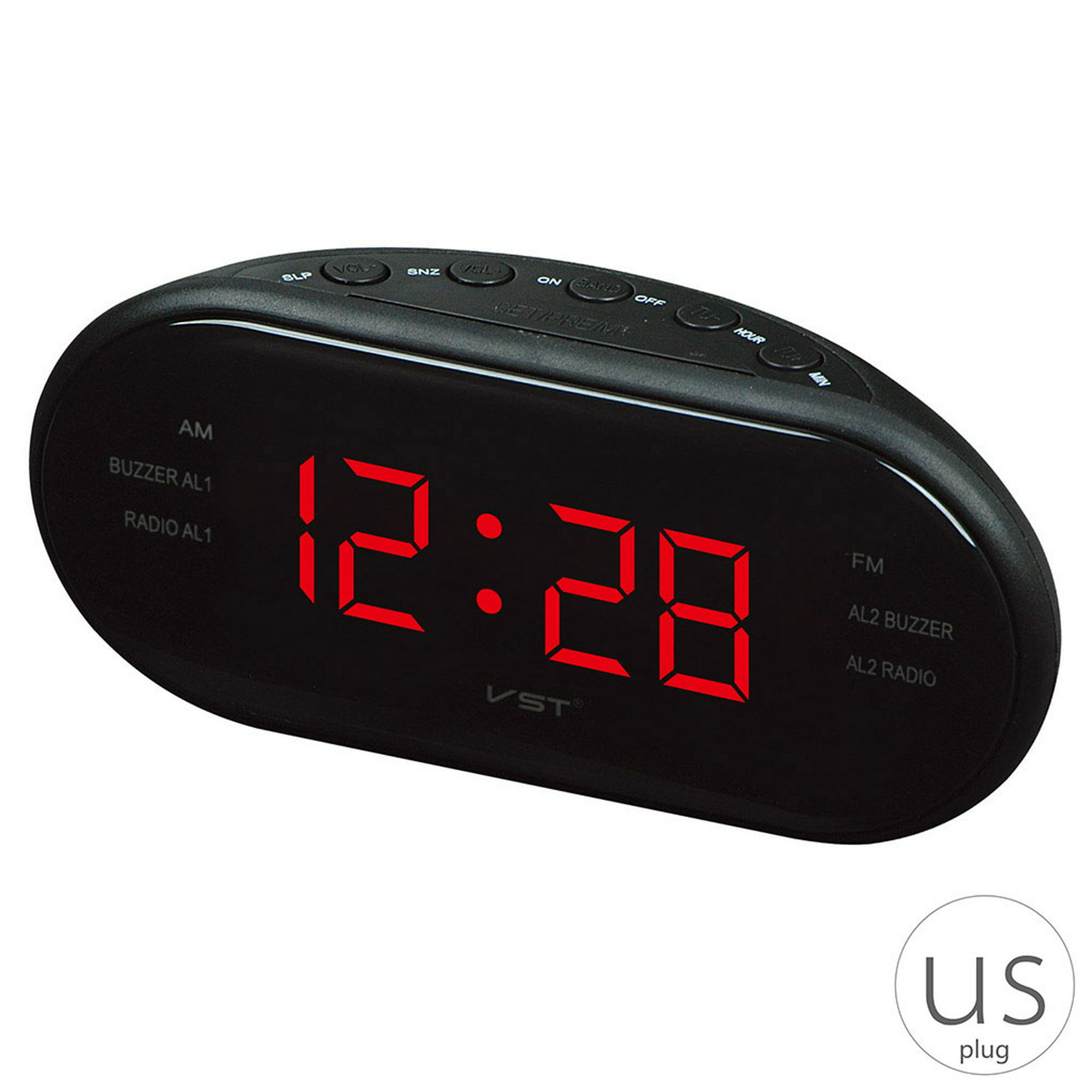 Reloj LED AM / FM Reloj despertador de escritorio electrónico Mesa digital  Radio Regalo Suministros de oficina en casa Enchufe de EE. UU. Inevent  JJ24937-05B