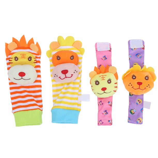 Calcetines Y Muñequeras Sonajeros De Peluche Para Bebé 4pcs