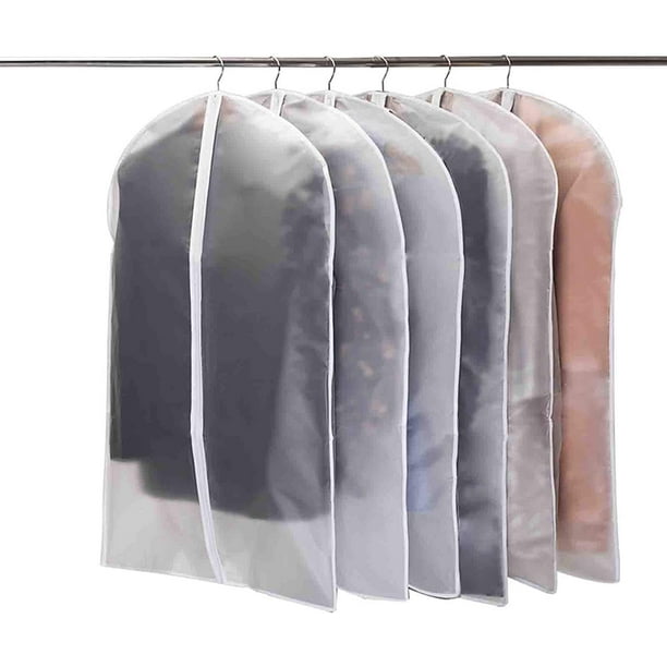 Paquete de 6 fundas de ropa a prueba de polillas con cremallera para  almacenamiento en armario, 60 x 100 cm (cremallera blanca) JM