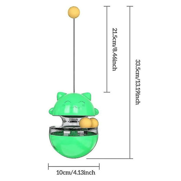Cat Slow Feeder Toy - Funny Tumbler Style, IQ Traning Interactive Treat Toy  with Dual Rolling Balls and Detachable Wand 