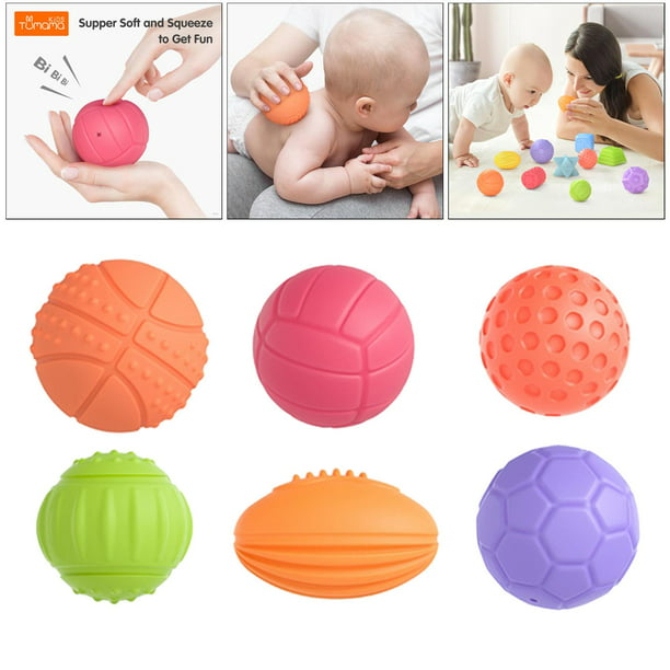  Pelotas sensoriales suaves para bebés para niños, juego de  bolas múltiples texturizadas para bebés y niños pequeños, bloques de  construcción para bebés, bolas sensoriales para bebés, juguetes de baño  para bebés