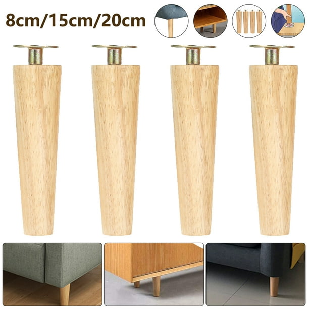 Muyoka Juego de 4 patas de madera para sofá de 6/15/20 cm, patas de muebles  de altura de repuesto, patas de mesa de madera maciza, patas cuadradas para  muebles con tornillos, almohadillas