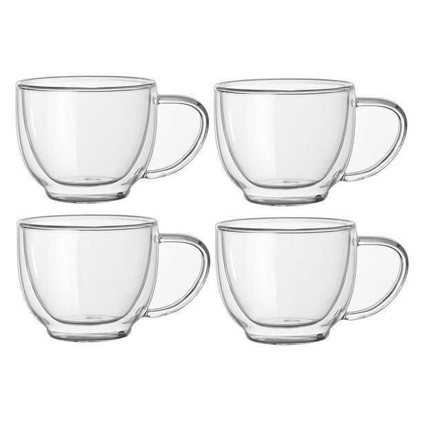 2/4pcs Taza De Café De Vidrio Doble Aislado Con Mango, Taza De Café De  Vidrio