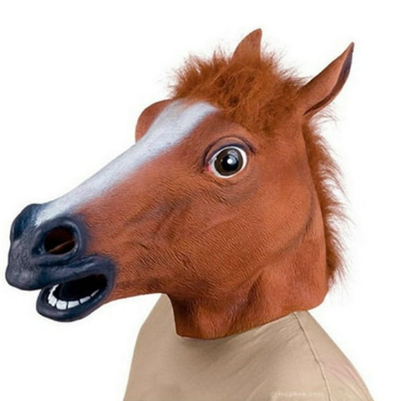 Image of Máscara de cabeza de caballo novedad Cosplay mascarada Halloween divertida máscara de cabeza de Animal de látex ANGGREK Otros