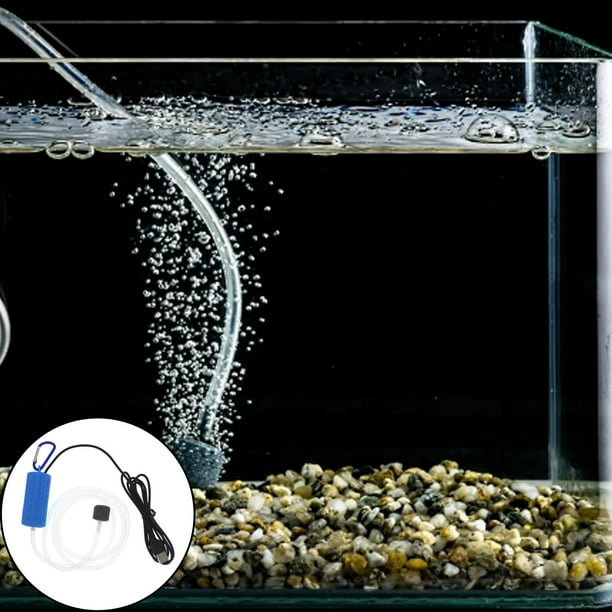 Mini USB portátil acuario pecera bomba de aire de oxígeno silenciosa ahorro  Azul jinwen Bomba de aire de acuario