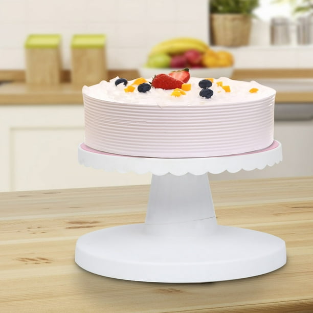 LFM Plato giratorio para tartas con superficie antideslizante y base de  goma, suministros para hornear para amantes de los pasteles (color  plateado