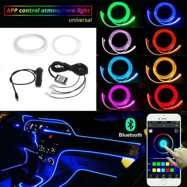 Tira de luces LED RGB para Interior de coche, fibra óptica