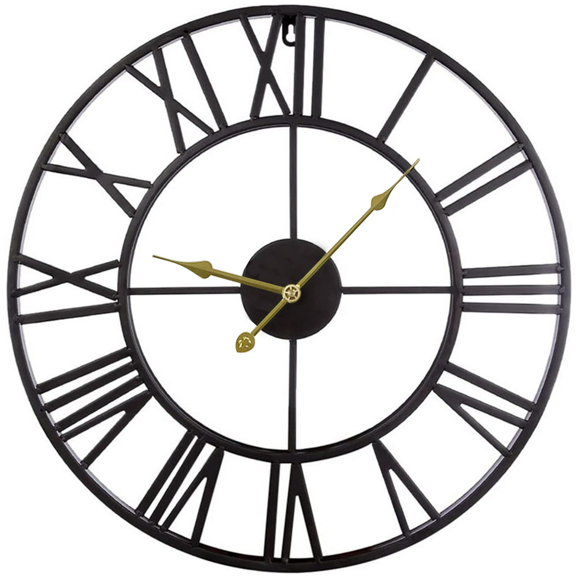Lafocuse Reloj de pared negro y gris con números romanos de 12 pulgadas,  silencioso, sin tictac, reloj de cocina para sala de estar, oficina