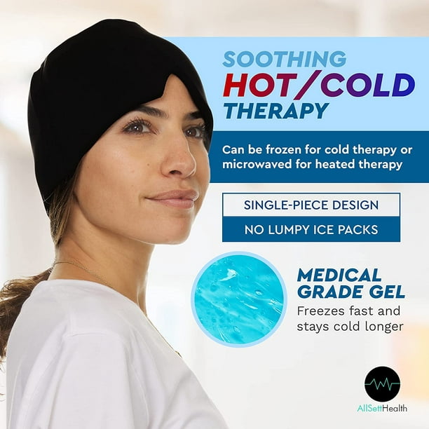 Envoltura de cabeza de hielo para aliviar la migraña - Gorro para dolores  de cabeza y migrañas - Terapia de frío y calor para ojos hinchados,  tensión, sinusitis y alivio del estrés