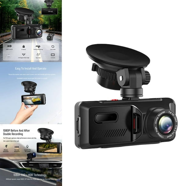 Grabadora de vídeo HD para coche, cámara de salpicadero oculta para  conducción de coche con 3