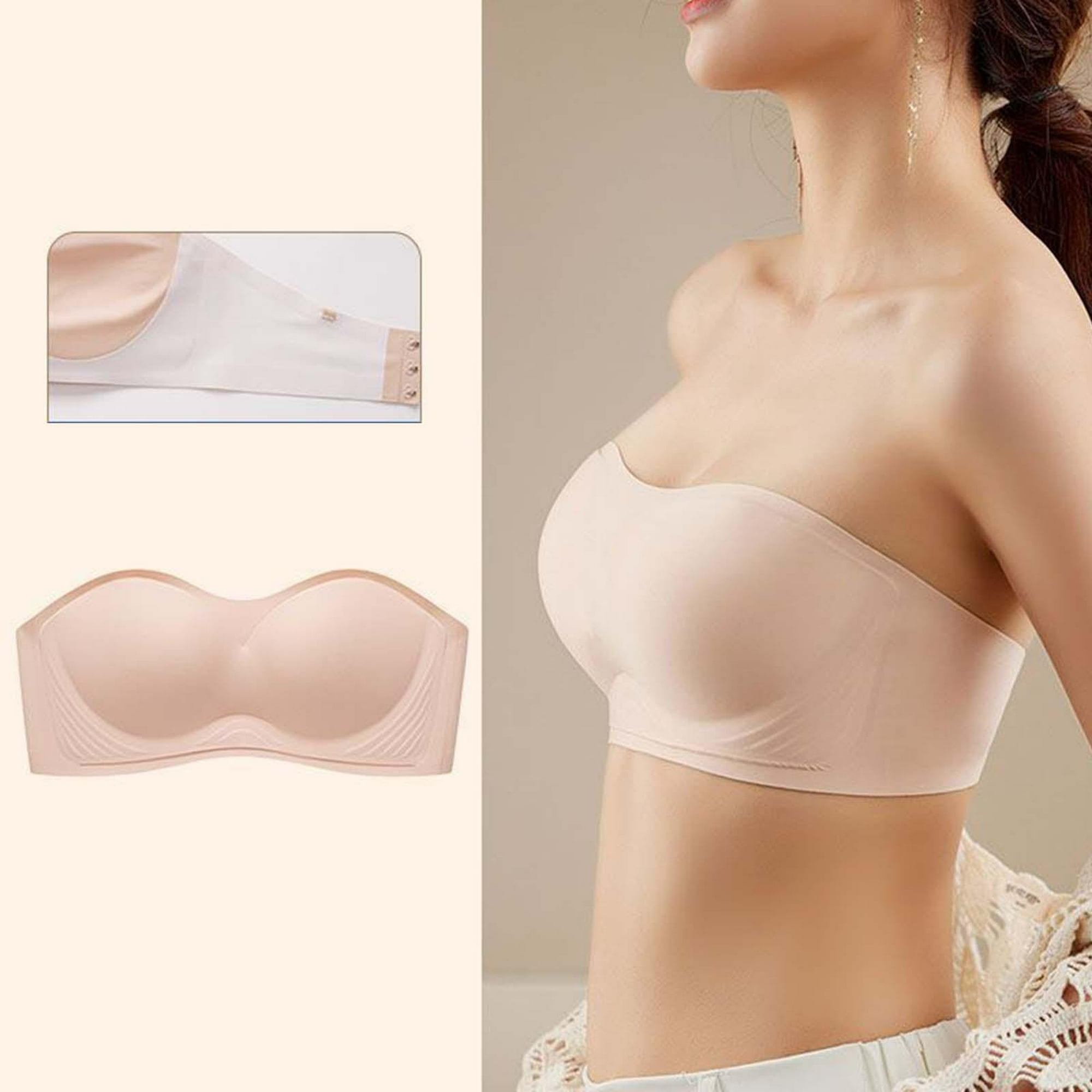 Sujetador sin tirantes con parte trasera transparente invisible correa push  up acolchado Bralette