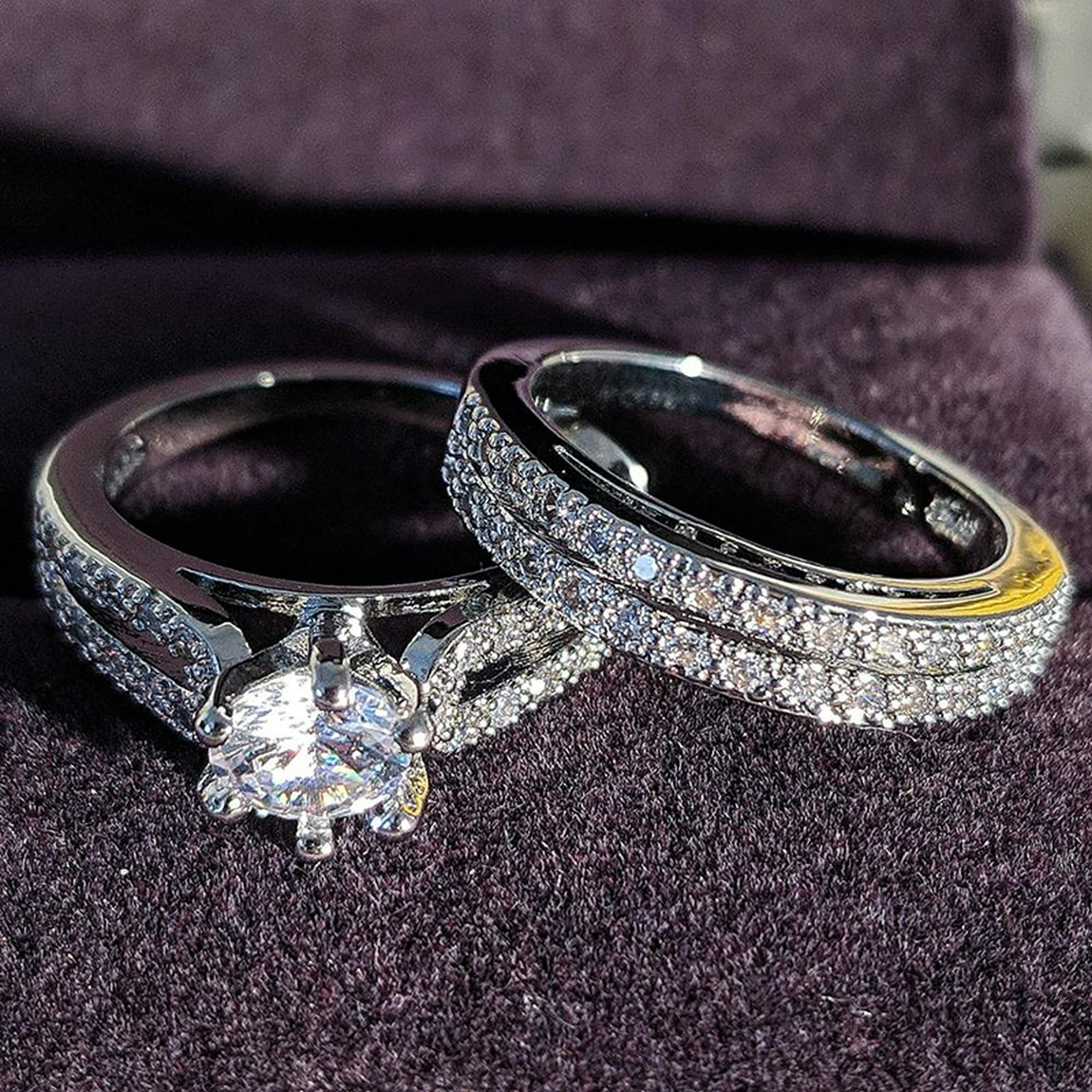 Conjunto de anillos elegantes para mujer, joyería de moda de compromiso de  boda de Color plateado co Tan Jianjun unisex