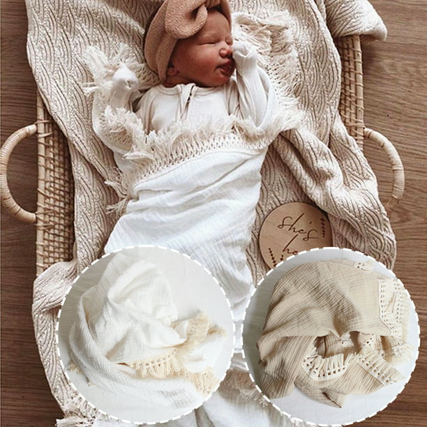 Mantas de algodón orgánico suave para bebé recién nacido, manta de  muselina, envoltura de alimentación, paño