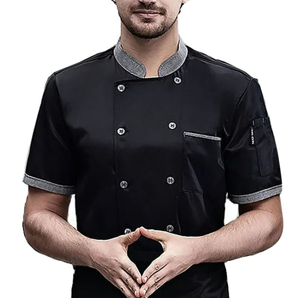Pasado favorito cisne Chef manga corta camisa de cocinero negro diseño de botón de resistencia a  altas temperaturas de mal ANGGREK Otros | Walmart en línea