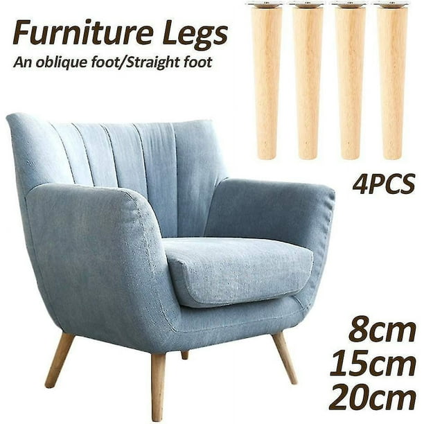 Patas de mesa de madera de 4 piezas, patas de sofá de madera, patas de  muebles, patas de muebles de madera de 15 cm, con placas de montaje y  tornillos para sofá