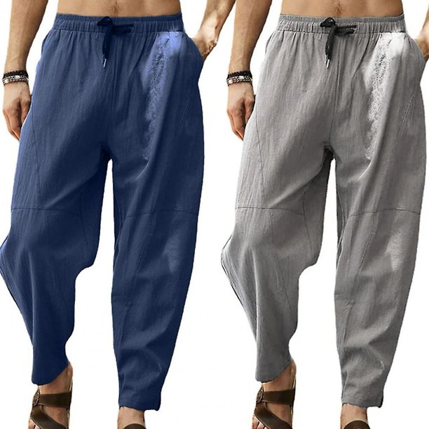 Pantalones Harem De Los Hombres De Cintura Elástica Sólida