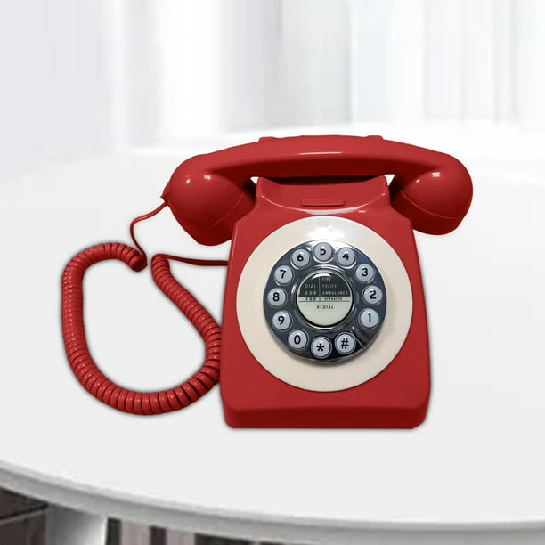 Antiguo teléfono fijo vintage dial rotativo con cable Mesa de