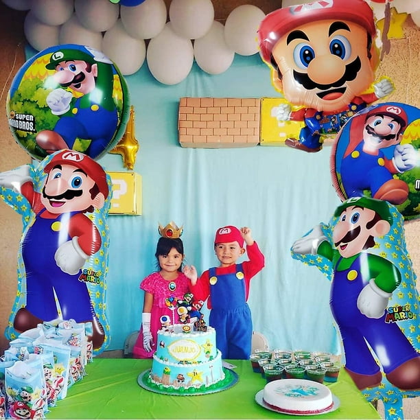 5 globos de papel de aluminio de Super Mario Brothers, fiesta temática de  Super Mario Brothers, suministros de decoración para fiesta de cumpleaños  para niños. YONGSHENG 8390612649219