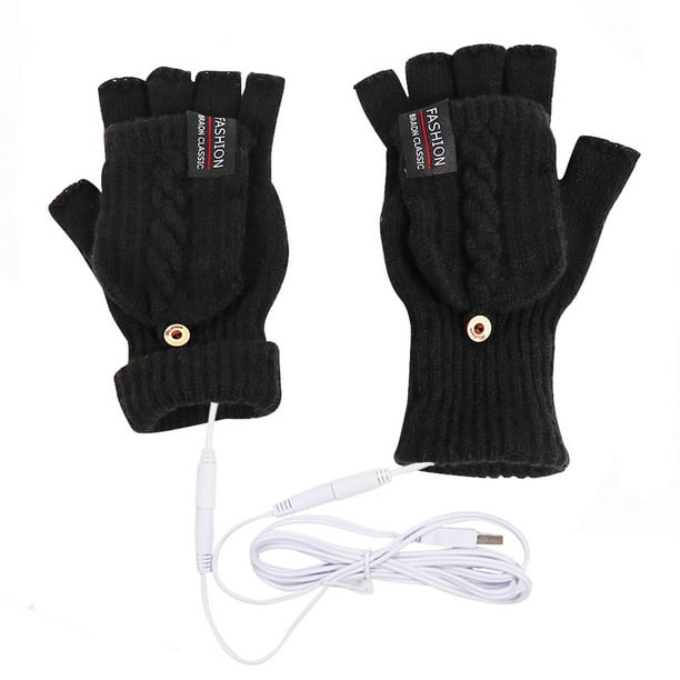 Guantes de lana de punto para hombre y mujer, sin dedos, cálidos, con  pantalla táctil, mitones