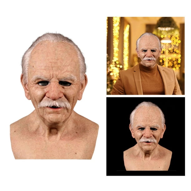 Máscara Divertida de Látex para Hombre Viejo Máscara de Arrugas Humanas  Máscara de Cabeza de Novedad Sunnimix Cubierta de cabeza de anciano