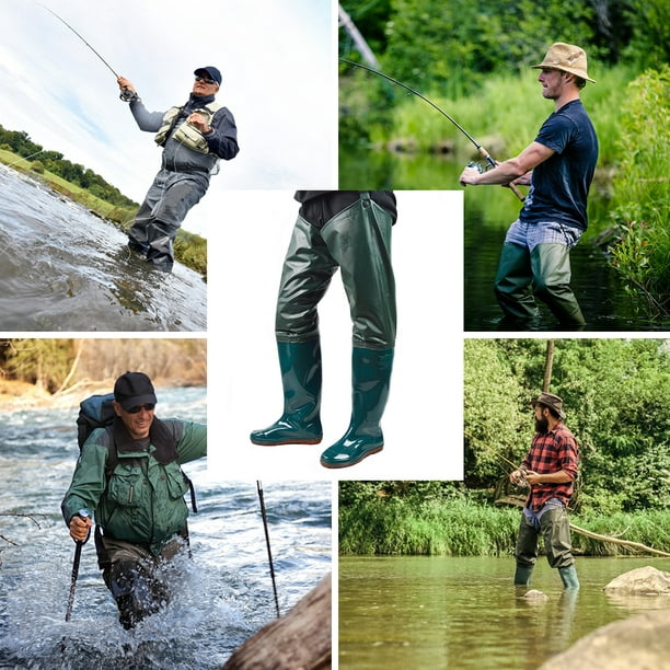 Vadeadores de pesca para hombre, cintura alta de PVC con botas, 100%  impermeables, vadeadores transpirables para pesca con mosca (color : estilo  C 2