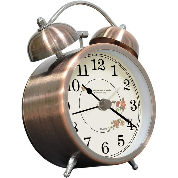 Königswerk Reloj despertador analógico, reloj pequeño silencioso de 6  pulgadas sin tictac con luz nocturna, funciona con pilas, diseño simple  para