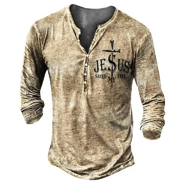 Camiseta con estampado de pesca para hombre, sudadera de manga larga con  cuello redondo, ropa de algodón de gran tamaño, informal, a la moda