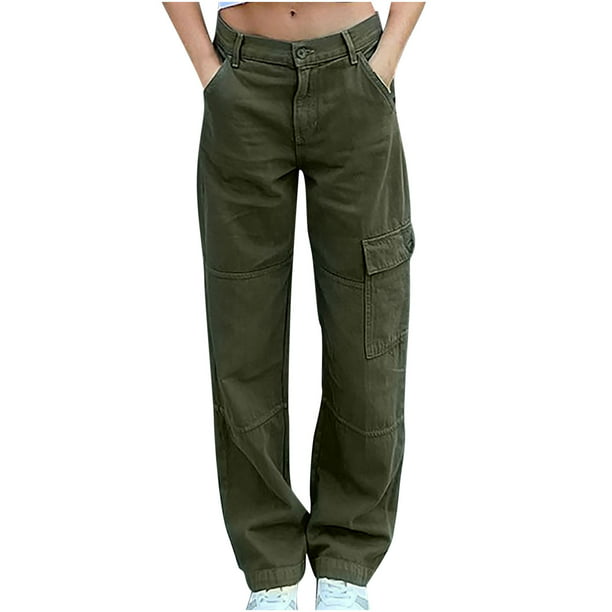 Pantalones largos para mujer, estilo callejero, diseño moderno, sentido,  monos con múltiples bolsillos, cordón elástico, pantalones deportivos de  cintura baja Odeerbi ODB-2
