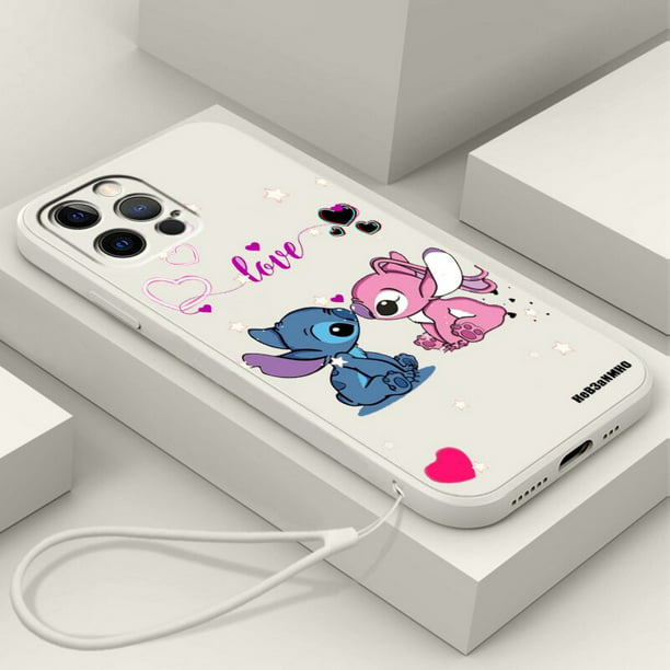 Funda de teléfono de Disney Art Stitch Cool Love para Apple iPhone 14 13 12  Mini 11 XS Pro Max X XR 8 7 6 Plus SE funda de cuerda líquida suave Fivean  unisex