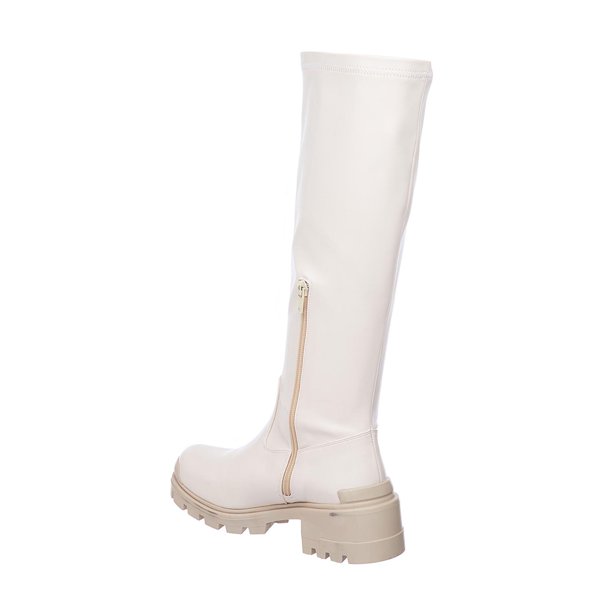 Botas Altas Mujer Tipo Piel Late Con Plataforma Lisas blanco 24 Inc gnita 108D1T