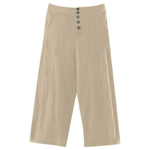 Pantalones Pantalones elegantes para mujer Pantalones casuales de verano  Bolsillos Traje de trabajo de oficina (Caqui L) Ygjytge Caqui T L para Mujer