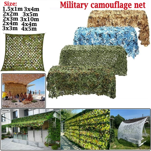 Red de camuflaje militar, Red de sombra para caza, jardín, coche, tienda de  campaña al aire libre, 4 BANYUO