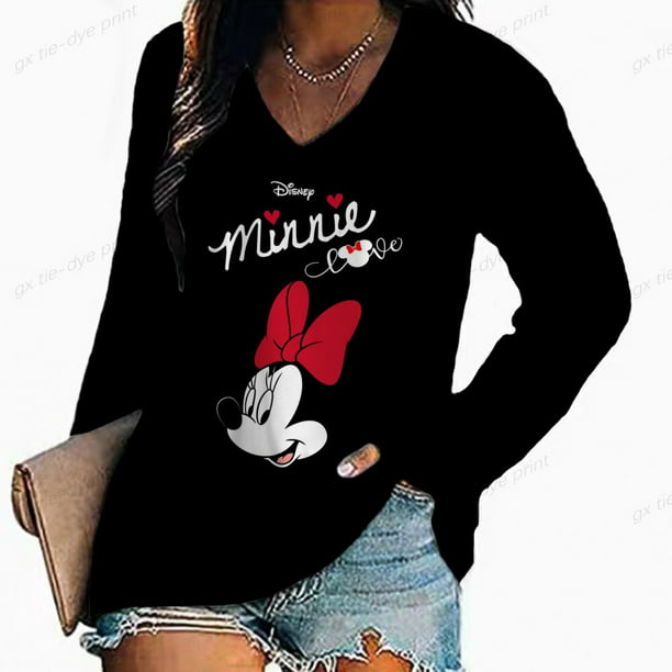 práctico Enfatizar Orgullo Woman Tshirts Women's Long-Sleeved Disney Mickey Mouse Print T-shirt Spring  and Autumn Top Loose V Neck Ropa Mujer CamisetasS Gao Jinjia LED | Walmart  en línea