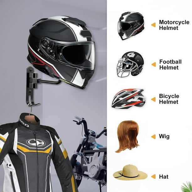 Soporte de pared para casco y chaqueta de moto 