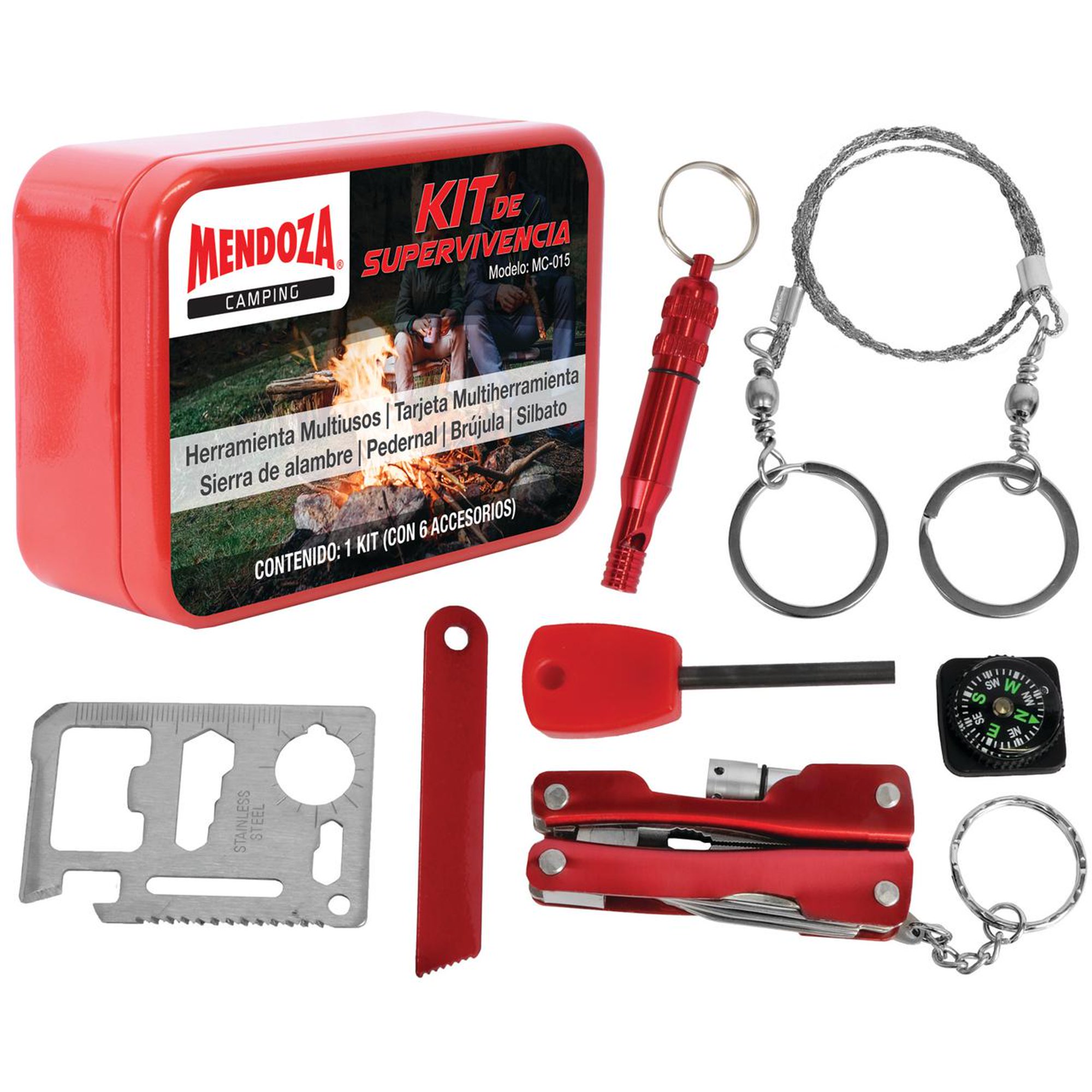 KIT DE SUPERVIVENCIA NARANJA PARACORD - Mendoza Sports