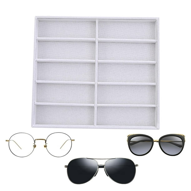 Organizador de gafas, 10 rejillas, decorativas, múltiples pares,  coleccionables, exhibición de gafas Blanco Yuyangstore Organizador de gafas  de sol
